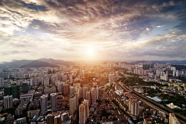 深圳夜景全景图航拍