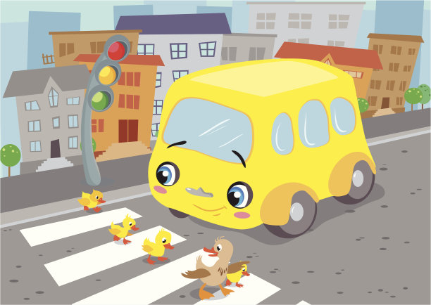 鸭子过马路插画