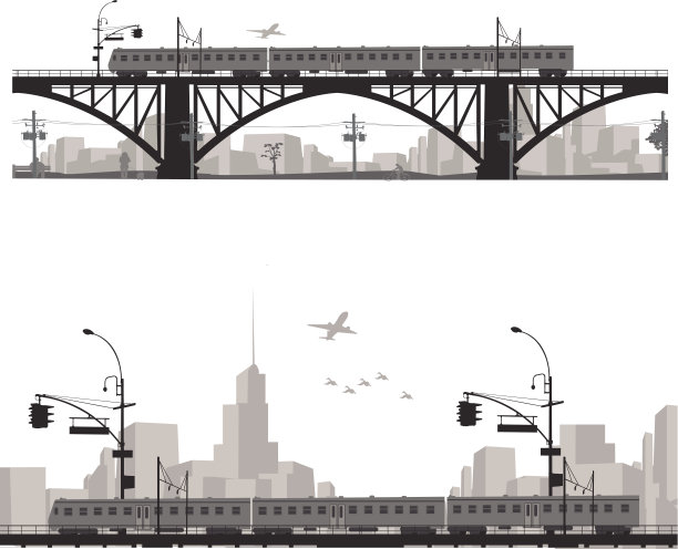 高架桥上的地铁轨道