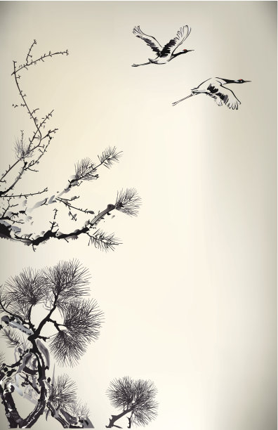 松树和鹤