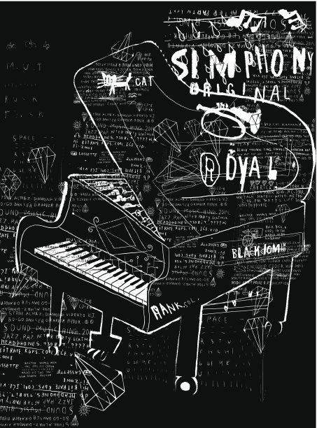 艺术涂鸦钢琴键盘特写