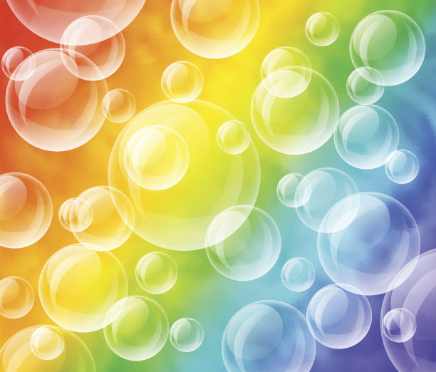 矢量彩色透明发光气泡泡沫装饰