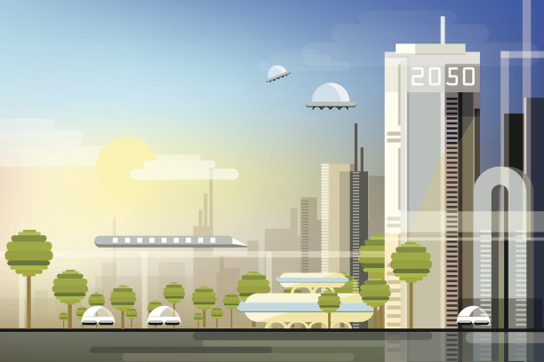 未来智慧城市扁平化城市图片