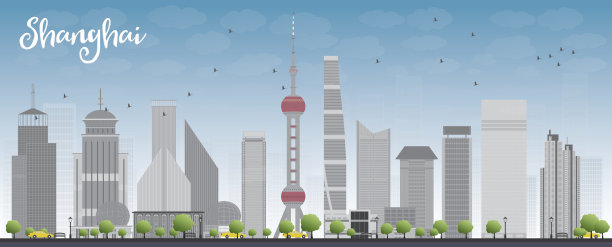 上海建筑插画背景