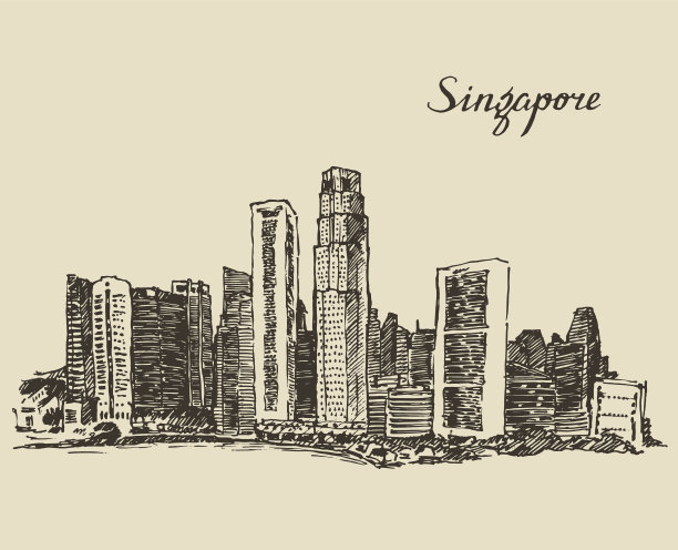 新加坡地标建筑矢量