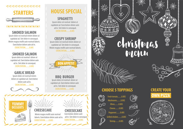 圣诞节菜单宣传单设计
