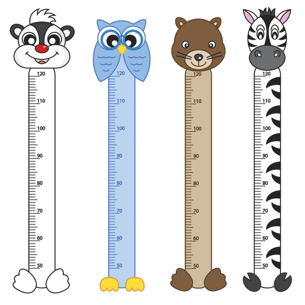 动物测量身高插画