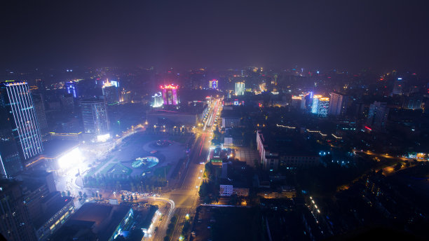 俯瞰成都市中区夜景