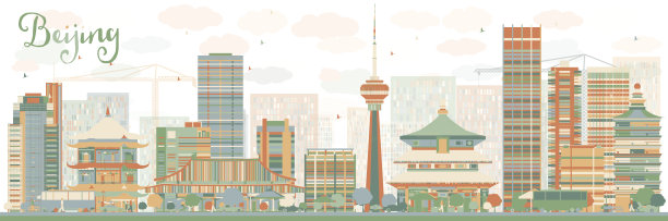 北京建筑插画剪影