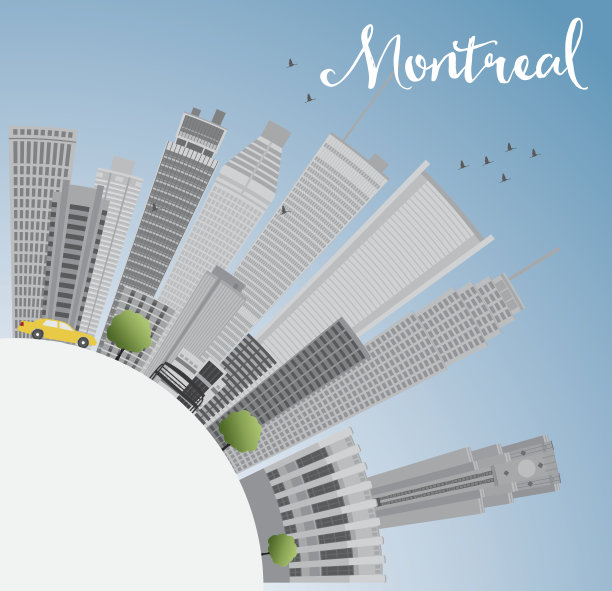 矢量城市建筑剪影蒙特利尔加拿大