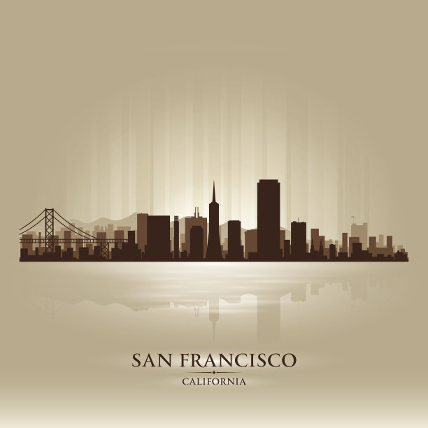 旧金山天际线建筑剪影