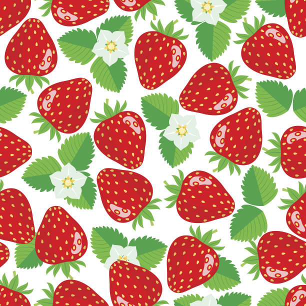 草莓图案 水果花纹 印花 