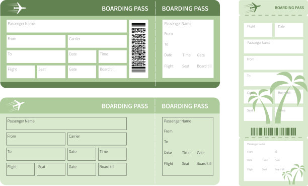 绿色登机牌模板