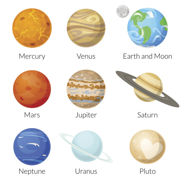 绘画插图,太阳系,行星,矢量,天空,星系,土星,无人,月亮,科学