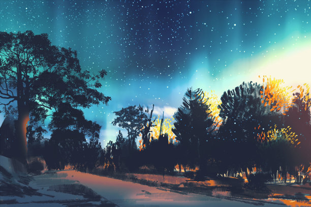 夜空风景油画