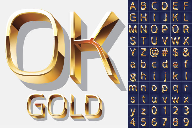 黄金立体发光字,3d黄金字体