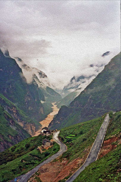 中国风装饰画河流山峰