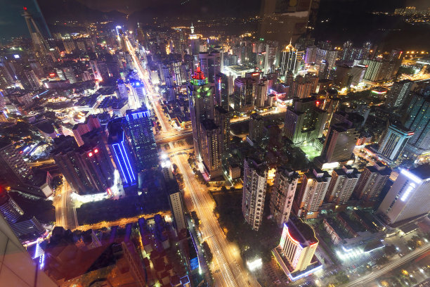 深圳夜景全景图航拍