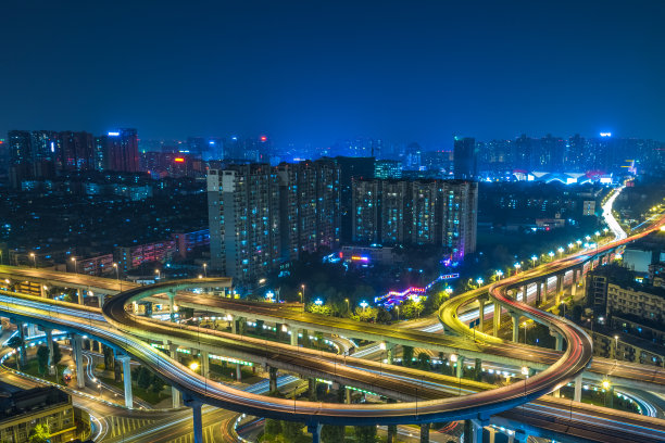 俯瞰成都市中区夜景