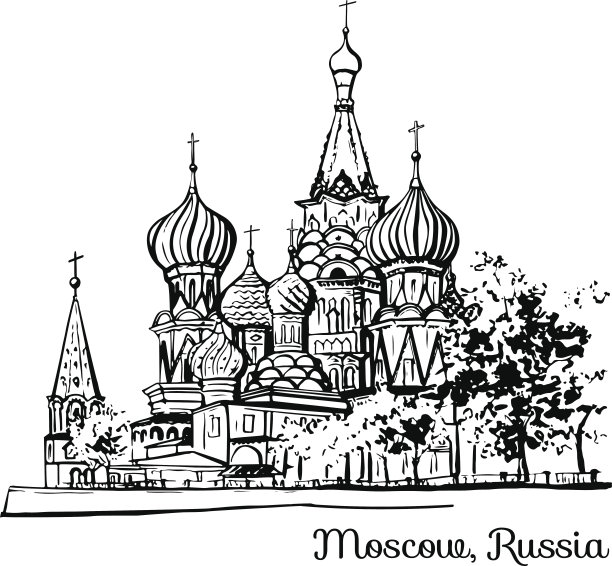 莫斯科标志建筑线描