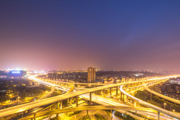 南京的立交桥城市建筑夜景