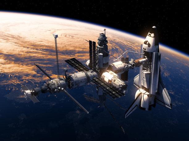 轨道运行,地球形,航天飞机,空间站,天空,未来,星系,水平画幅,无人