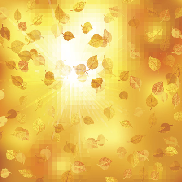 矢量秋天金色落叶黄色背景