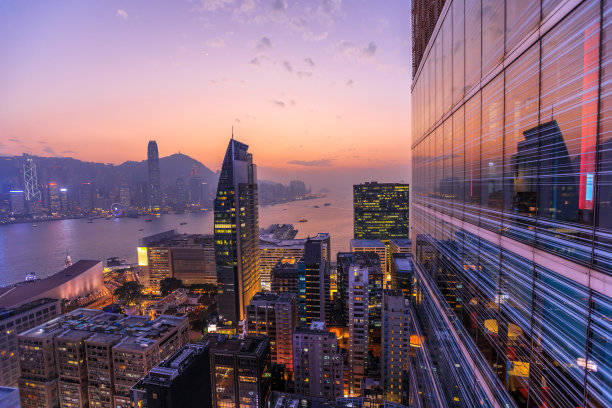 香港维多利亚港全景夜景