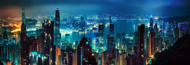 香港维多利亚港城市夜景