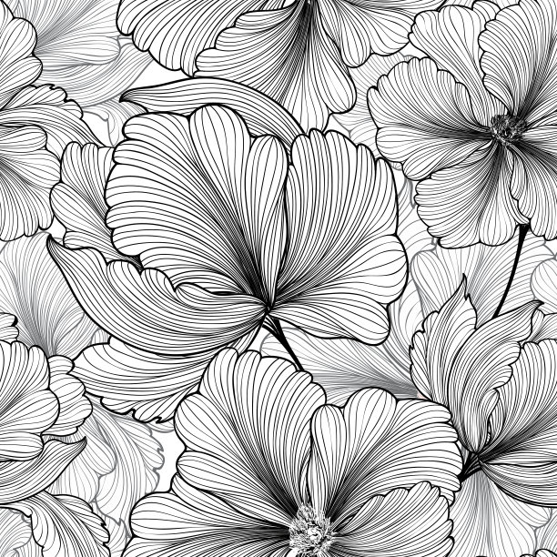 白色的线条花朵