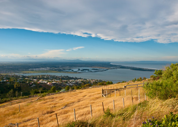 蓝天白云新西兰小镇风景景观