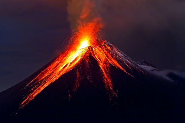 火山爆发岩浆