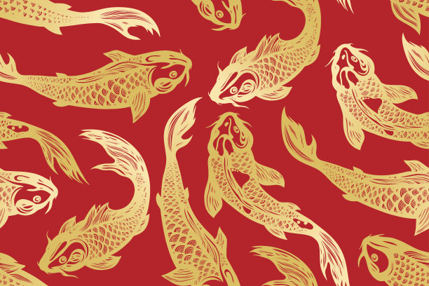 矢量红色锦鲤鱼