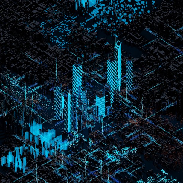 科技风霓虹城市插画