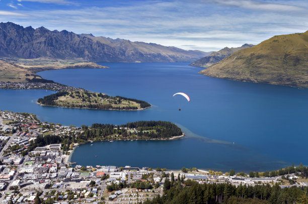 新西兰皇后镇极限运动跳伞航拍风