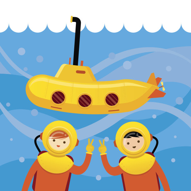 卡通人物潜水艇