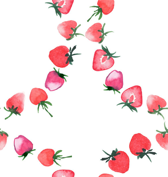草莓图案 水果花纹 印花 