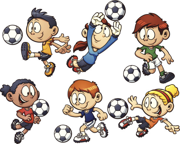 卡通踢足球