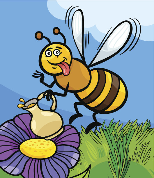蜜蜂 昆虫 卡通 花朵花草