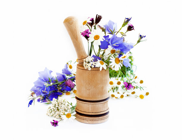 草本,芳香的,水平画幅,绿色,无人,研磨器,背景分离,薄荷叶,百里香,草药