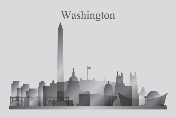 华盛顿地标天际线海报