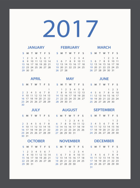2017年日历矢量图