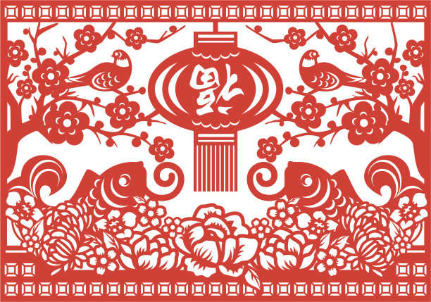 红色中国风印章元素