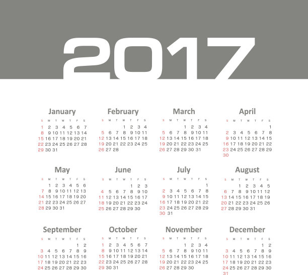 2017年日历矢量图
