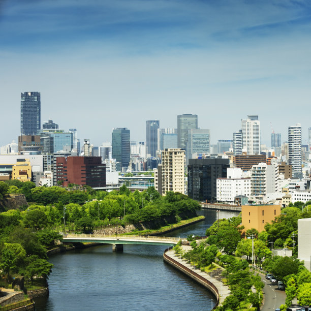 航拍日本大阪城全景