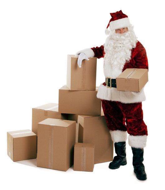 拿着纸盒的圣诞老人