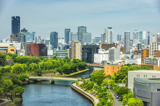 航拍日本大阪城全景