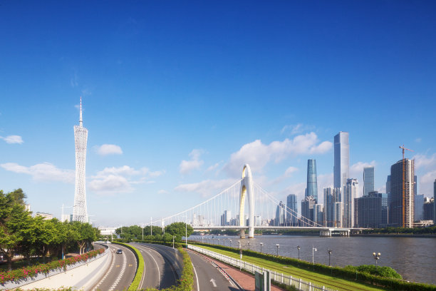 广州城市建筑和高速公路风光