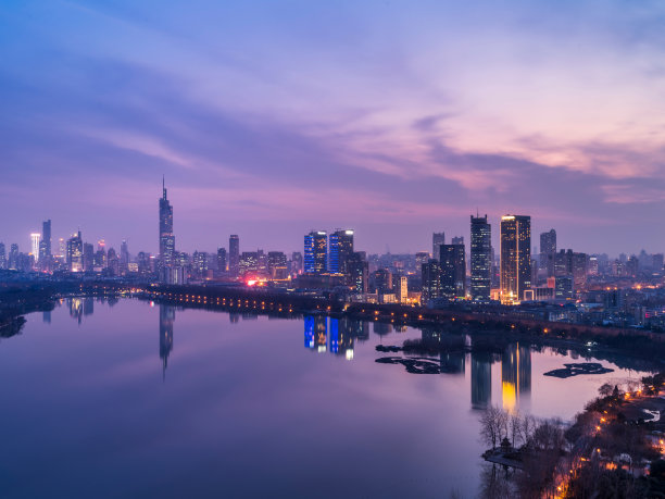 航拍南京城市夜景