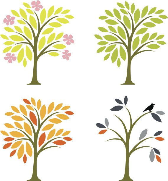 四季花纹树木